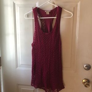 Lucky Brand crochet overlay tanks set of 2